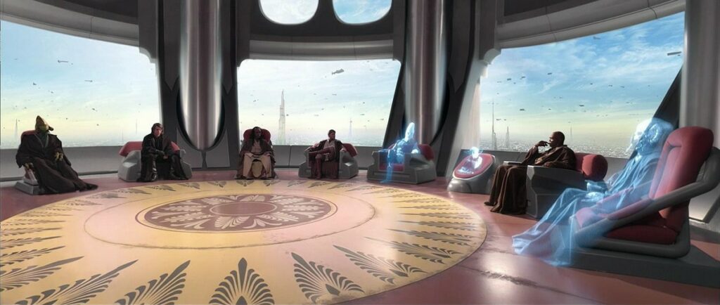 Métaverse ou Conseil des Jedi ? // Source : Lucasfilm Métaverse ou Conseil des Jedi ? // Source : Lucasfilm
