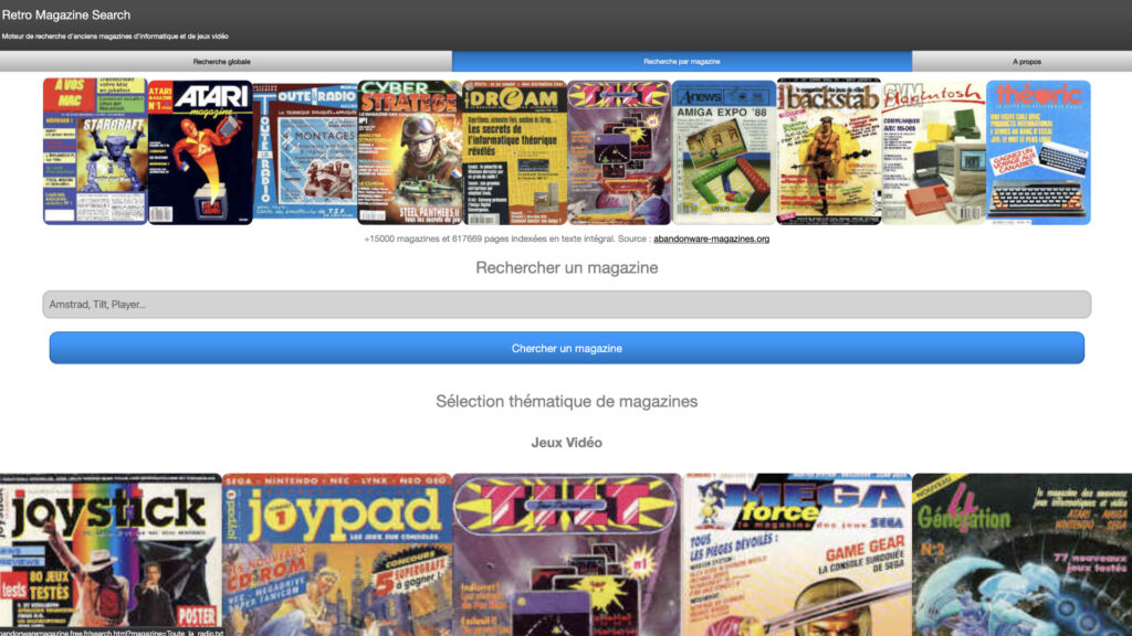 Le site permet de faire des recherches au sein de certains magazines particuliers // Source : Capture d'écran Numerama Le site permet de faire des recherches au sein de certains magazines particuliers // Source : Capture d'écran Numerama