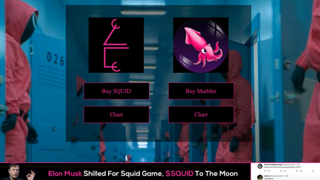 La société proposant la crypto Squid Game fait croire qu'elle est soutenue par Elon Musk (c'est faux). // Source : Capture d'écran Numerama La société proposant la crypto Squid Game fait croire qu'elle est soutenue par Elon Musk (c'est faux). // Source : Capture d'écran Numerama