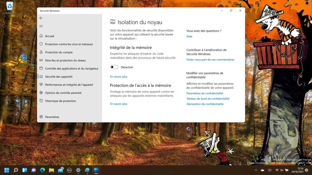 Windows permet techniquement de désactiver le VBS, mais pas sur toutes les machines // Source : Capture d'écran Windows permet techniquement de désactiver le VBS, mais pas sur toutes les machines // Source : Capture d'écran
