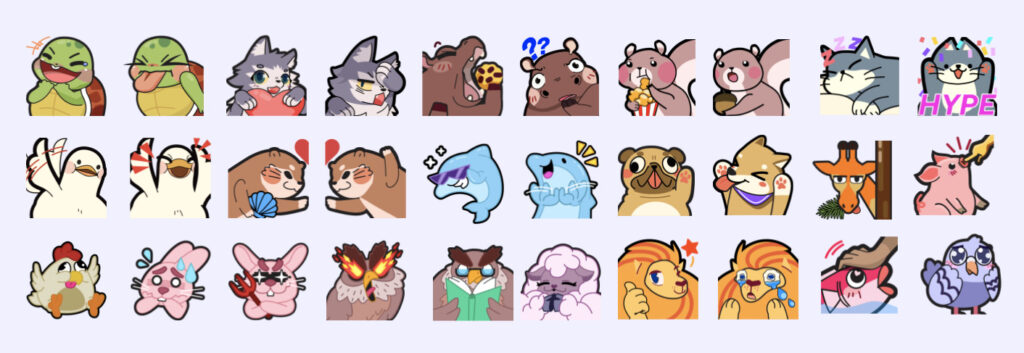Les nouveaux émoticones disponibles sur Twitch // Source : Twitch Les nouveaux émoticones disponibles sur Twitch // Source : Twitch