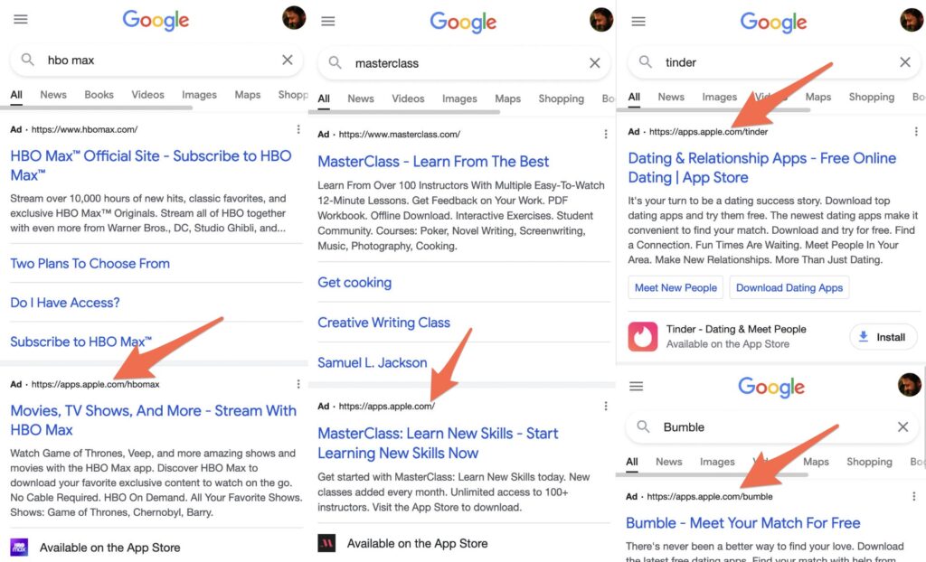 En surfant avec un IP étasunienne, on peut voir les pubs d'Apple placé dans les résultats Google // Source : Capture d'écran Numerama En surfant avec un IP étasunienne, on peut voir les pubs d'Apple placé dans les résultats Google // Source : Capture d'écran Numerama