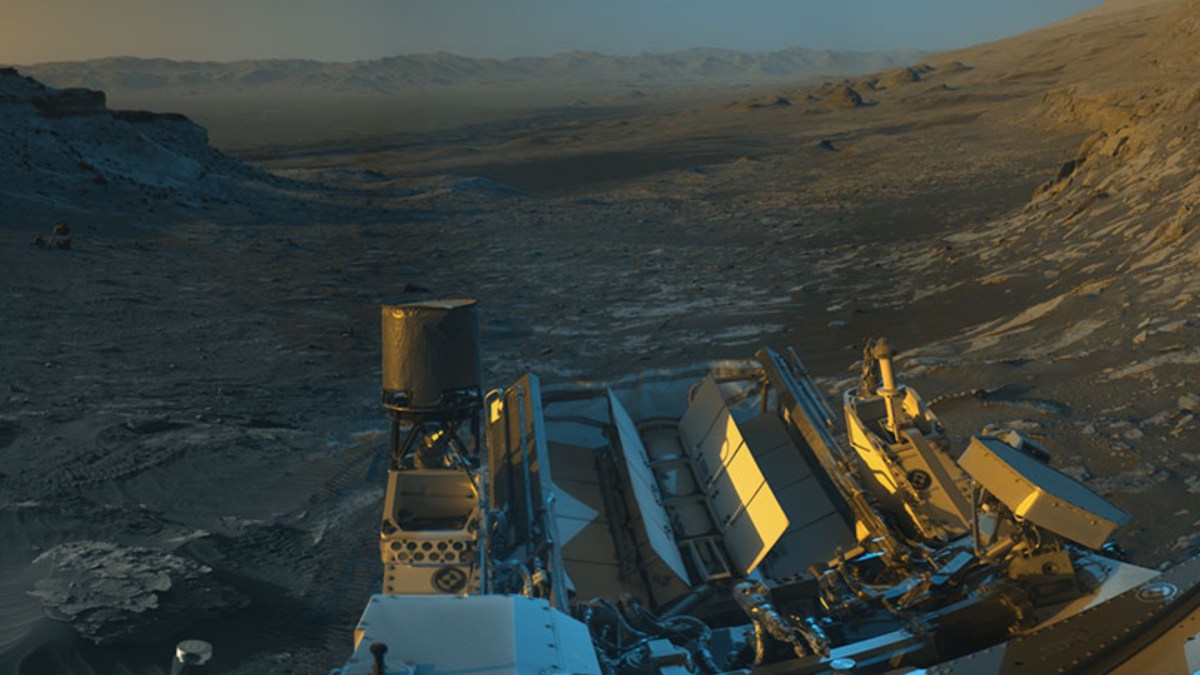 La « carte postale » de Curiosity. // Source : NASA/JPL-Caltech (image recadrée) La « carte postale » de Curiosity. // Source : NASA/JPL-Caltech (image recadrée)