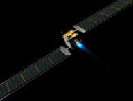 Vue d'artiste de la mission DART dans l'espace. // Source : NASA/Johns Hopkins APL