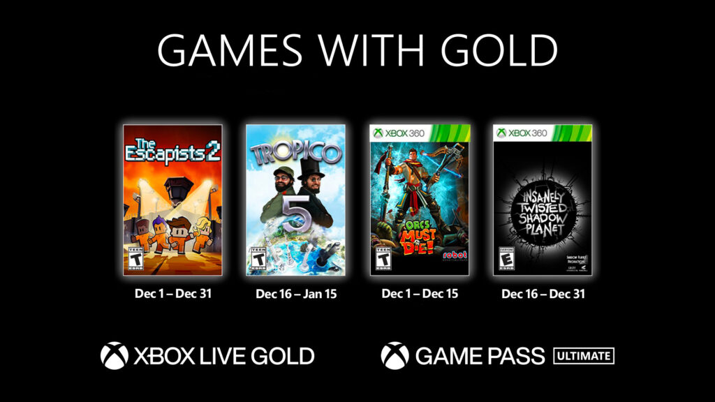 Les jeux Xbox offerts en décembre 2021 // Source : Microsoft