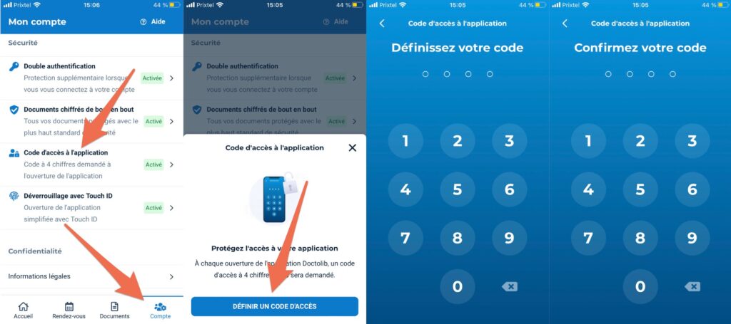 La marche à suivre pour activer le verrouillage de Doctolib sur iPhone // Source : Capture d'écran Numerama La marche à suivre pour activer le verrouillage de Doctolib sur iPhone // Source : Capture d'écran Numerama