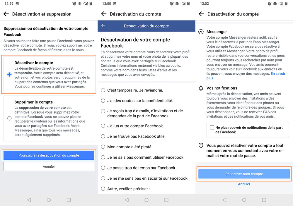 Facebook désactivation smartphone 2 Facebook désactivation smartphone 2