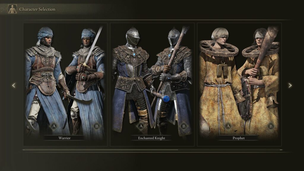 Les classes dans Elden Ring // Source : From Software Les classes dans Elden Ring // Source : From Software