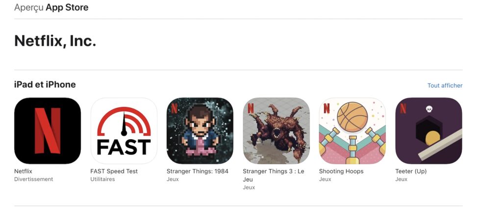 Tous les jeux vidéo Netflix // Source : Netflix sur iOS