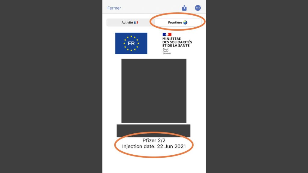 La date de votre dernière injection est aussi dans votre « certificat favori », rubrique Frontière. // Source : Capture Numerama La date de votre dernière injection est aussi dans votre « certificat favori », rubrique Frontière. // Source : Capture Numerama
