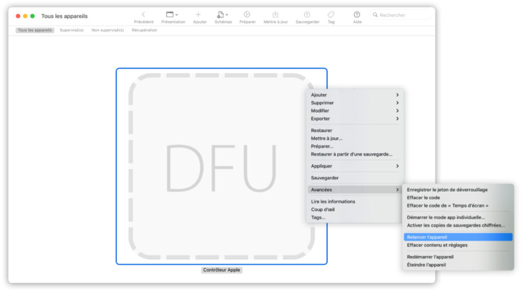 L'application Apple Configurator permet de restaurer le système d'un Mac à partir d'une autre Mac // Source : Apple L'application Apple Configurator permet de restaurer le système d'un Mac à partir d'une autre Mac // Source : Apple