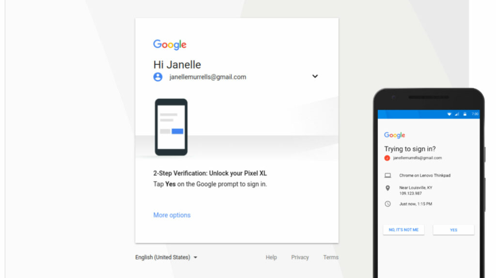 L'invité de connexion Google est une méthode facile d'accès pour installer la double authentification // Source : Google L'invité de connexion Google est une méthode facile d'accès pour installer la double authentification // Source : Google