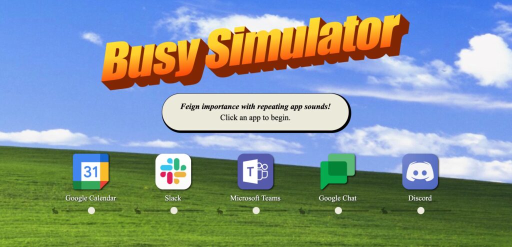 Busy Simulator, l'outil qui pourrait bien sauver votre télétravail // Source : Busy Simulator Busy Simulator, l'outil qui pourrait bien sauver votre télétravail // Source : Busy Simulator
