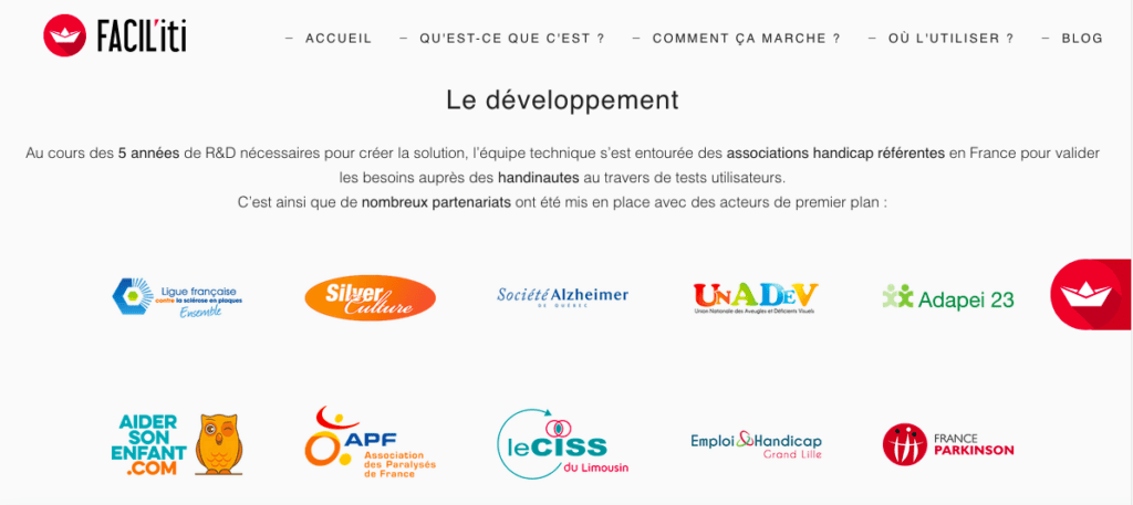 Capture d'écran du site officiel de FACIL'iti Capture d'écran du site officiel de FACIL'iti