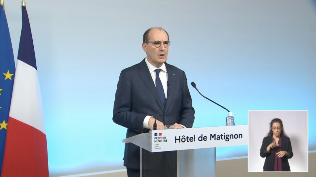 Jean Castex le 17 décembre 2021 // Source : YouTube/French Government Jean Castex le 17 décembre 2021 // Source : YouTube/French Government