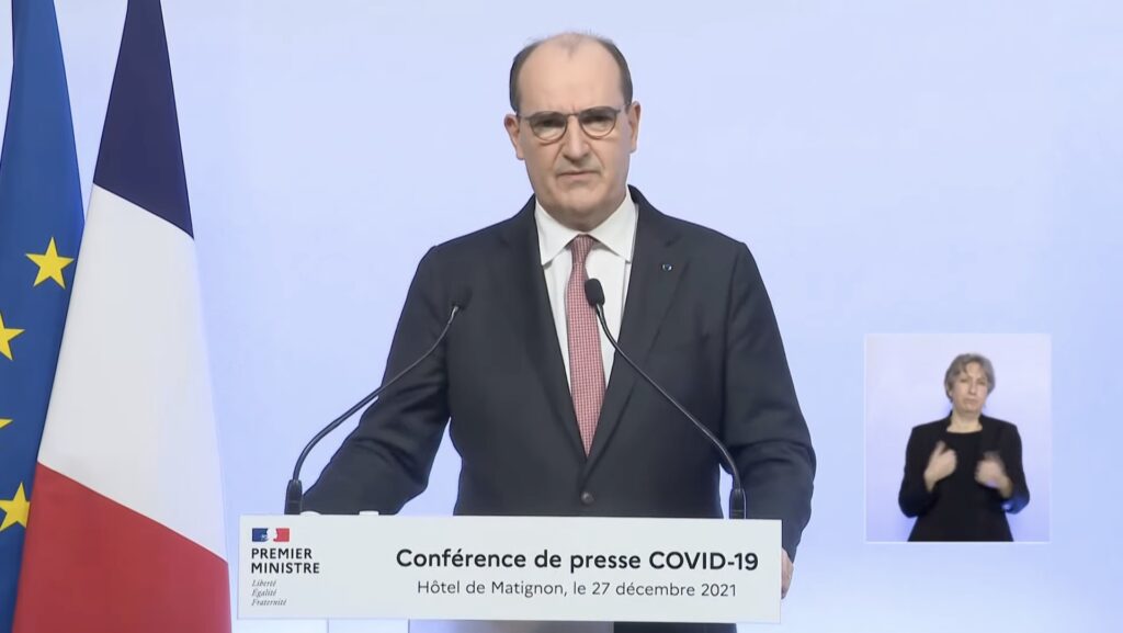 Jean Castex le 27 décembre 2021 // Source : YT/French Government Jean Castex le 27 décembre 2021 // Source : YT/French Government