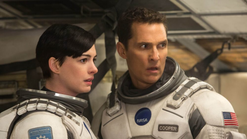 Left to right: Matthew McConaughey and Anne Hathaway in INTERSTELLAR, from Paramount Pictures and Warner Brothers Pictures, in association with Legendary Pictures. Left to right: Matthew McConaughey and Anne Hathaway in INTERSTELLAR, from Paramount Pictures and Warner Brothers Pictures, in association with Legendary Pictures.