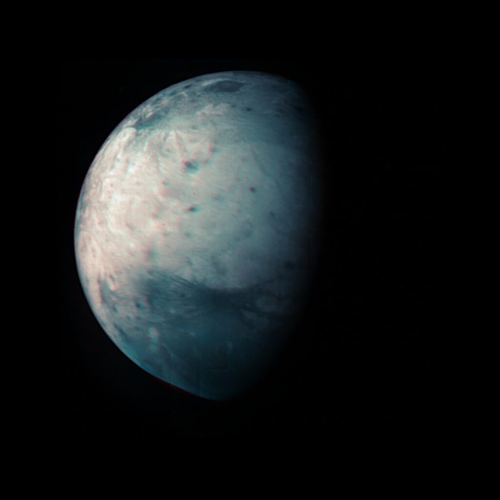 Ganymède en infrarouge // Source : NASA/JPL-Caltech/SwRI/ASI/INAF/JIRAM Ganymède en infrarouge // Source : NASA/JPL-Caltech/SwRI/ASI/INAF/JIRAM