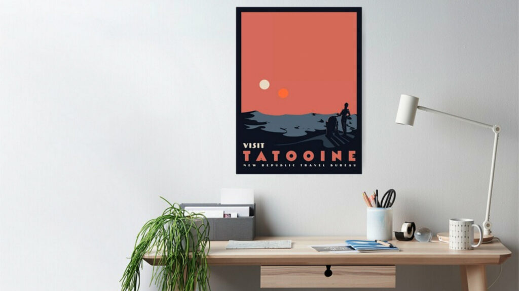 Le poster est disponible en plusieurs tailles pour mieux découvrir cette belle planète // Source : RedBubble Le poster est disponible en plusieurs tailles pour mieux découvrir cette belle planète // Source : RedBubble