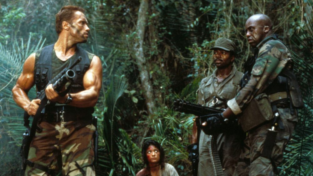 Predator (1987)
Directed by John McTiernan
Shown from left: Arnold Schwarzenegger, Elpidia Carrillo, Carl Weathers, Bill Duke Predator (1987)
Directed by John McTiernan
Shown from left: Arnold Schwarzenegger, Elpidia Carrillo, Carl Weathers, Bill Duke
