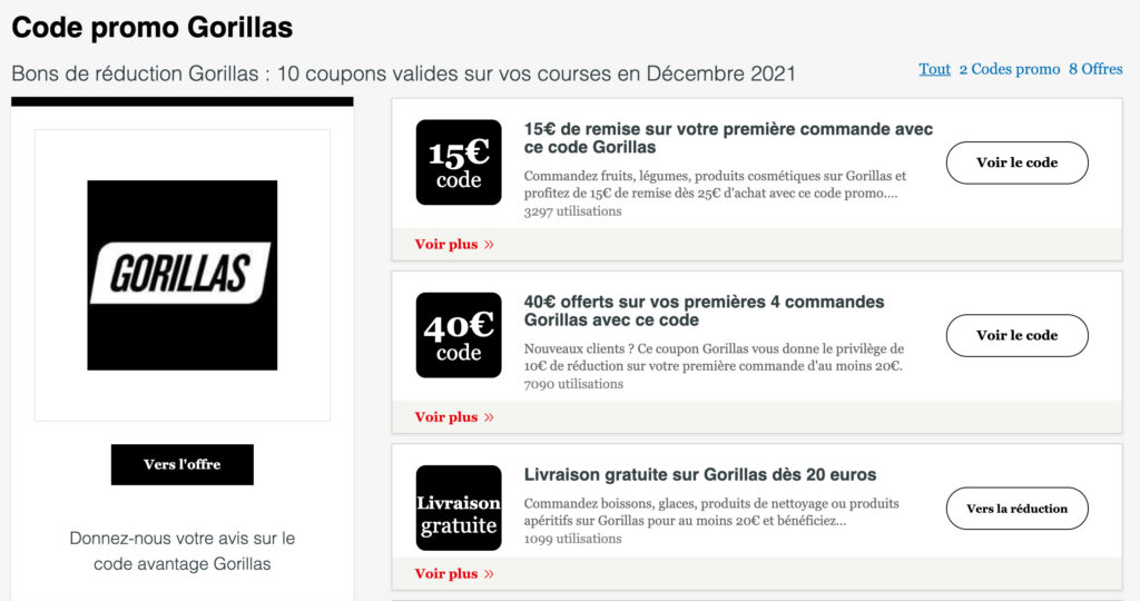 Les promotions sur Gorillas sont courantes - mais il faut faire de grosses courses // Source : Capture d'écran Numerama Les promotions sur Gorillas sont courantes - mais il faut faire de grosses courses // Source : Capture d'écran Numerama