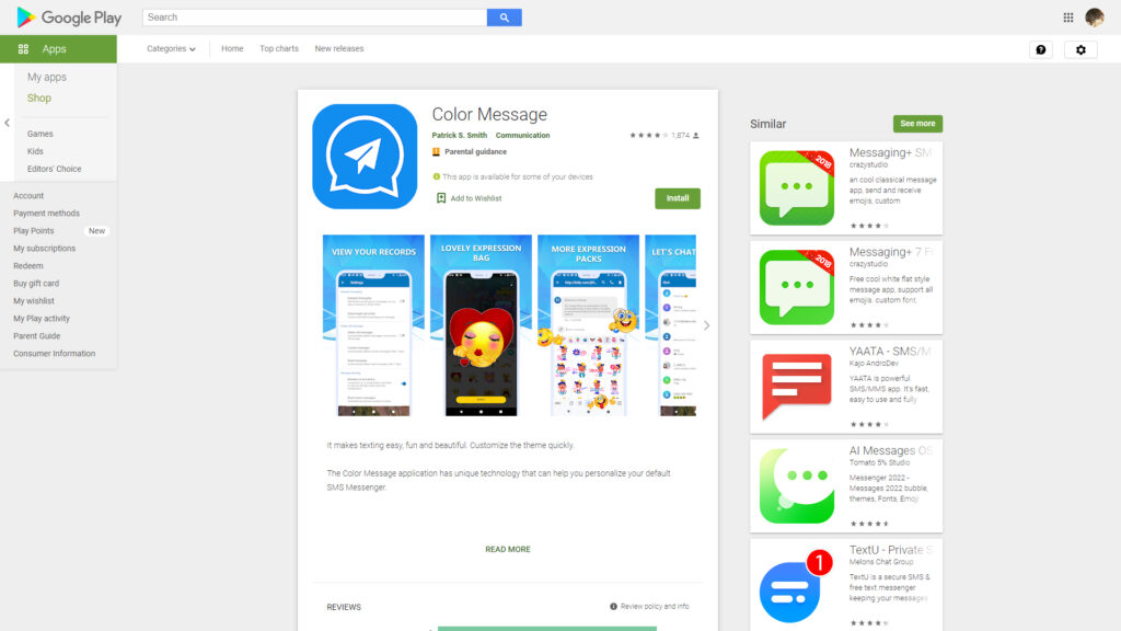 L'application Color Message n'est plus disponible sur le Play Store d'Android // Source : Pradeo L'application Color Message n'est plus disponible sur le Play Store d'Android // Source : Pradeo