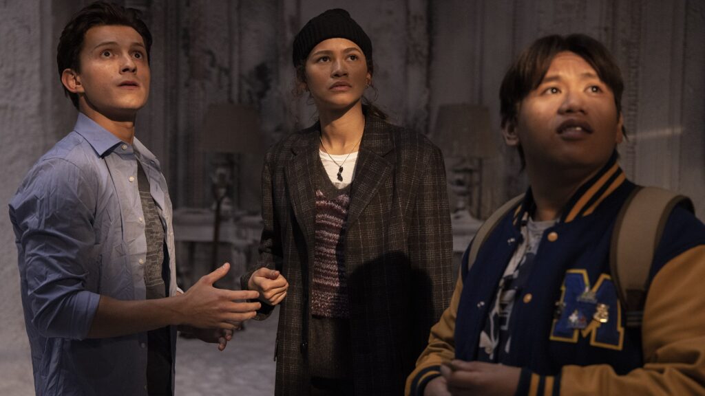 Peter Parker, MJ et Ned dans No Way Home. // Source : Marvel/Sony Peter Parker, MJ et Ned dans No Way Home. // Source : Marvel/Sony