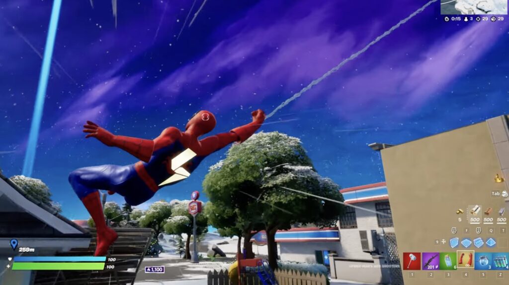 Spider-Man fait des spider-trucs dans Fortnite // Source : YouTube/Kanga Spider-Man fait des spider-trucs dans Fortnite // Source : YouTube/Kanga