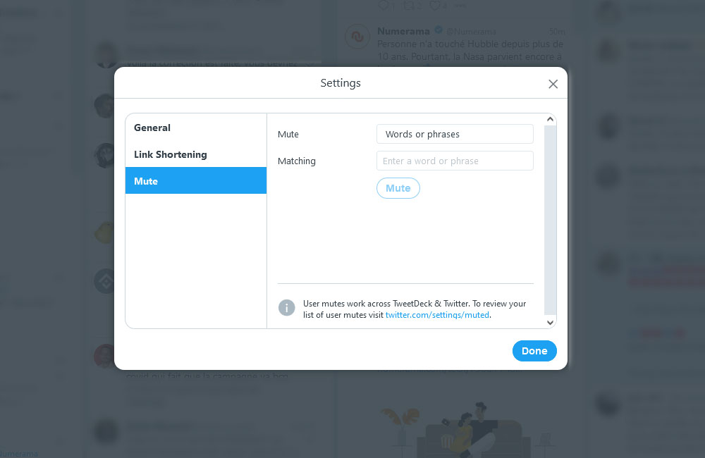 Tweedeck Mute