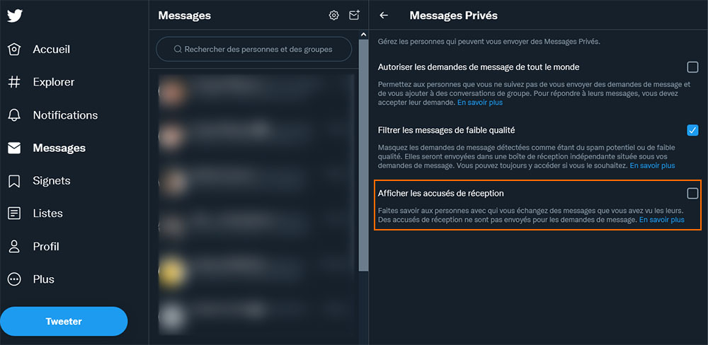 Twitter accusé de réception