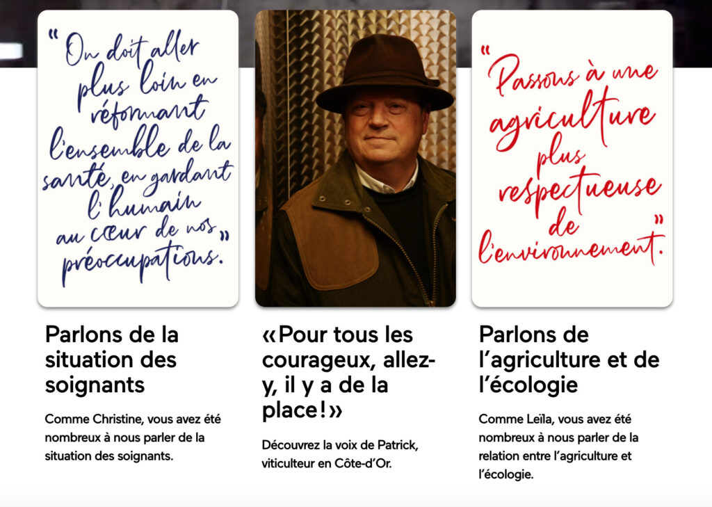 Une capture d'écran du site « avecvous2022 » // Source : Capture d'écran Numerama Une capture d'écran du site « avecvous2022 » // Source : Capture d'écran Numerama