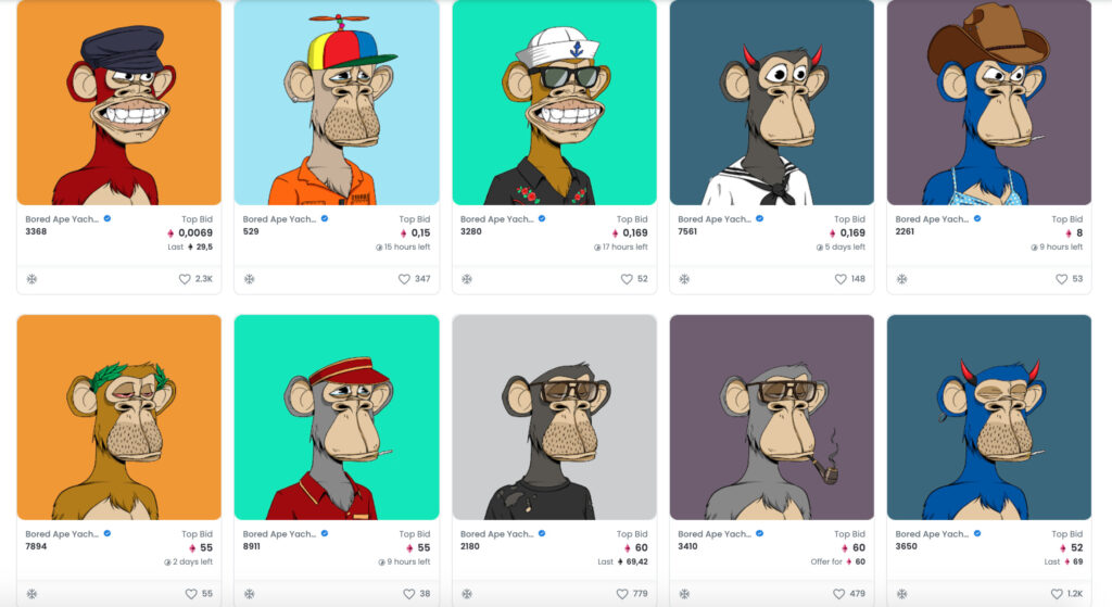 Les Bored Apes Yacht Club en vente sur OpenSea // Source : OpenSea Les Bored Apes Yacht Club en vente sur OpenSea // Source : OpenSea