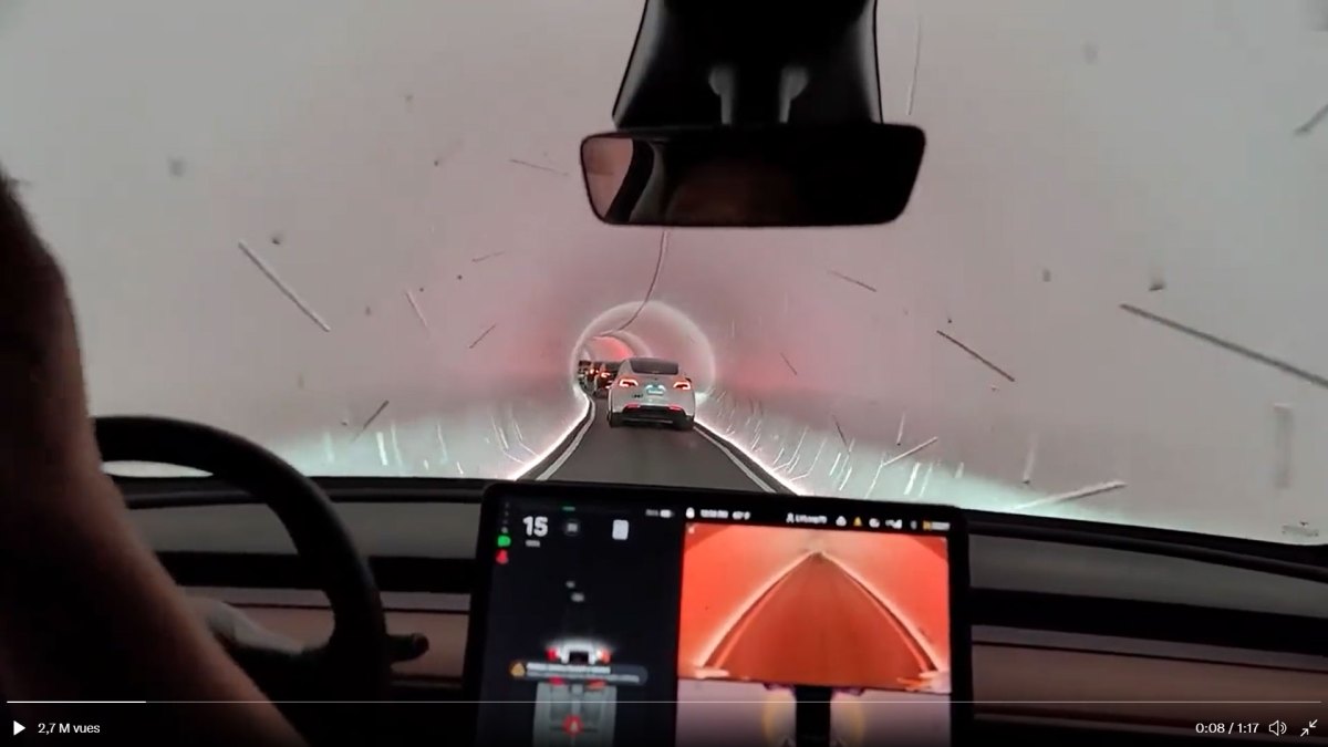 Bouchon dans les tunnels Boring Company // Source : Twitter @Pixelnull Bouchon dans les tunnels Boring Company // Source : Twitter @Pixelnull