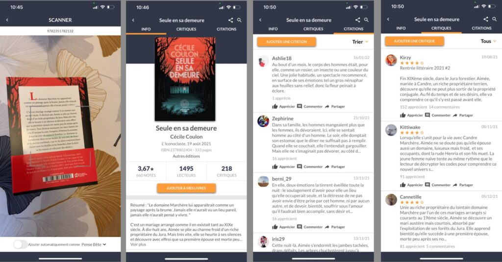 Vous n'avez qu'à scanner pour afficher la page du livre et toutes les infos. Cela peut aussi classer automatiquement le livre. // Source : Capture d'écran Vous n'avez qu'à scanner pour afficher la page du livre et toutes les infos. Cela peut aussi classer automatiquement le livre. // Source : Capture d'écran