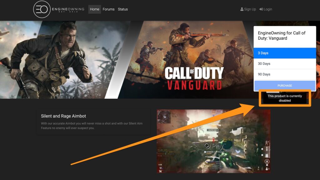 Logiciels de triche pour Call of Duty: Vanguard // Source : Capture d'écran Logiciels de triche pour Call of Duty: Vanguard // Source : Capture d'écran