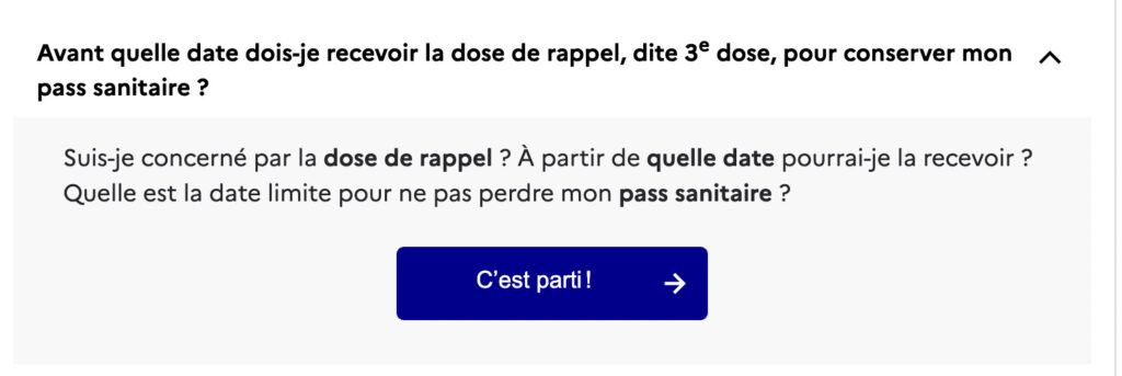 Le petit questionnaire sur mesconseilscovid.sante.gouv.fr