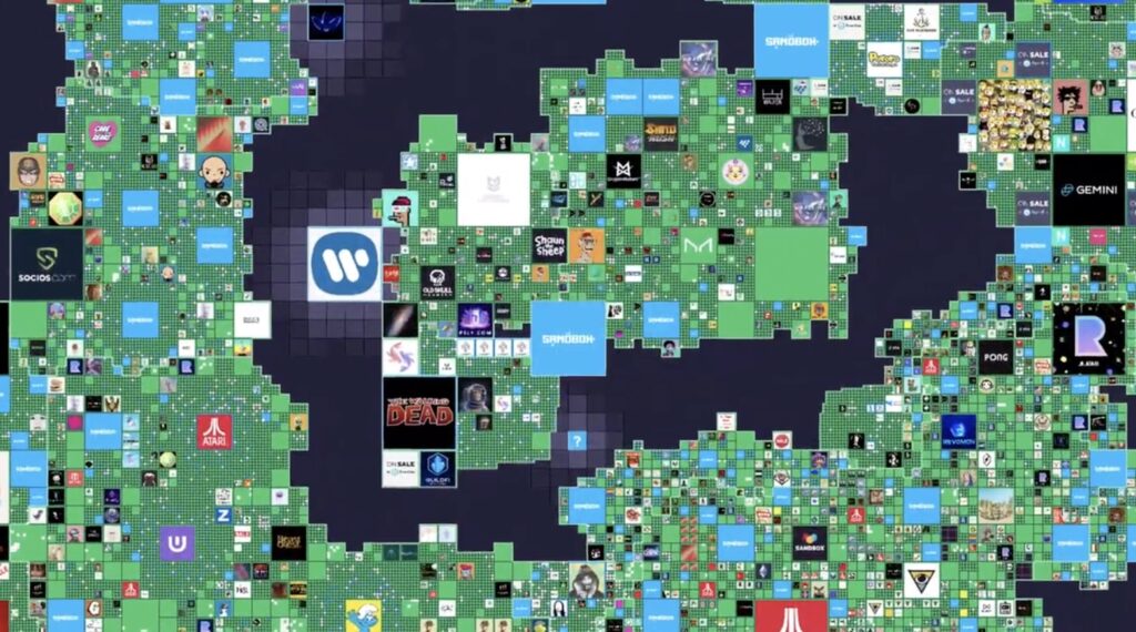 Un monde virtuel où les marques se multiplient plus vide que dans une zone commerciale // Source : Tweet d'Élodie Perthuisot