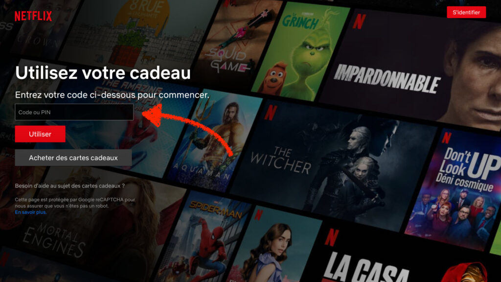 Il suffit de renseigner son code ici. // Source : Capture d'écran Netflix Il suffit de renseigner son code ici. // Source : Capture d'écran Netflix