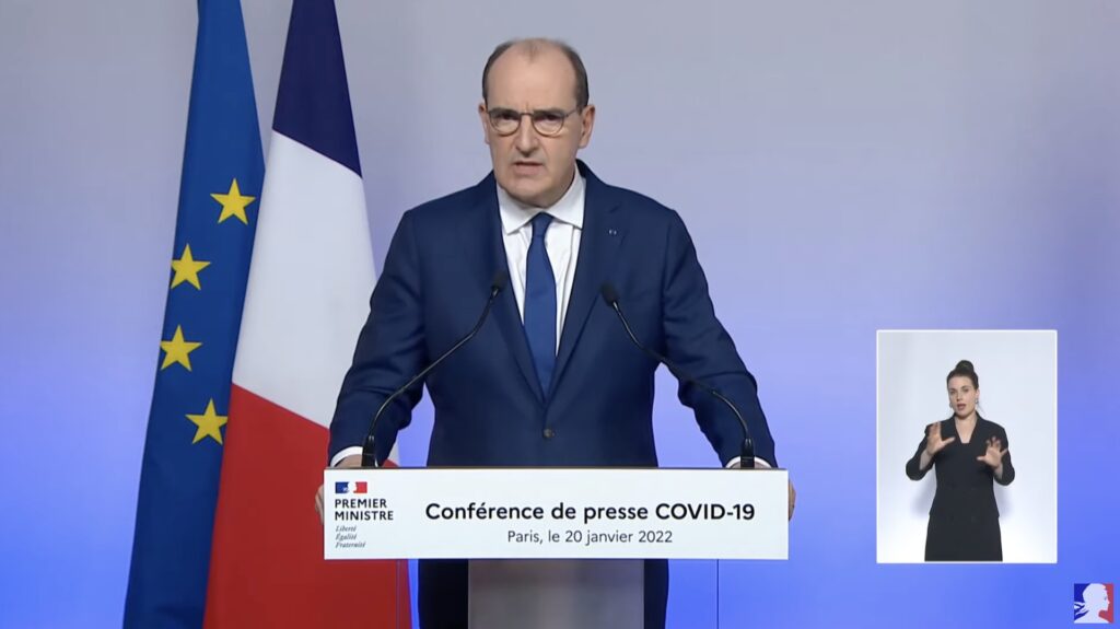 Jean Castex le 20 janvier 2022 // Source : YT/Gouvernement Jean Castex le 20 janvier 2022 // Source : YT/Gouvernement