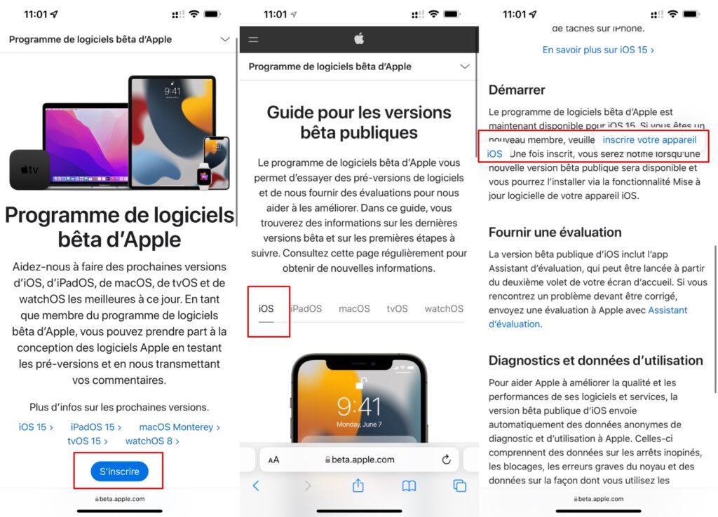 Installation iOS 15.4 bêta 1/2