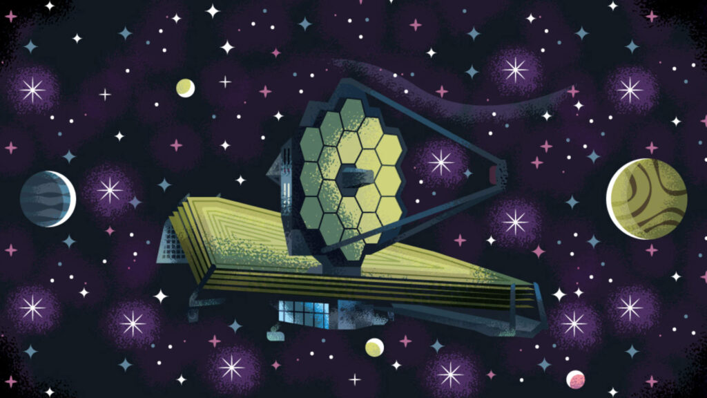 Le JWST dans l'espace, illustration. // Source : Adam Grason via Flickr (image recadrée) Le JWST dans l'espace, illustration. // Source : Adam Grason via Flickr (image recadrée)