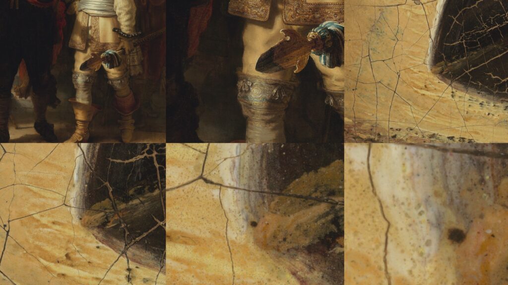 Les zooms sur le tableau sont exceptionnels. // Source : Ronde de Nuit de Rembrandt, version numérisée 2022