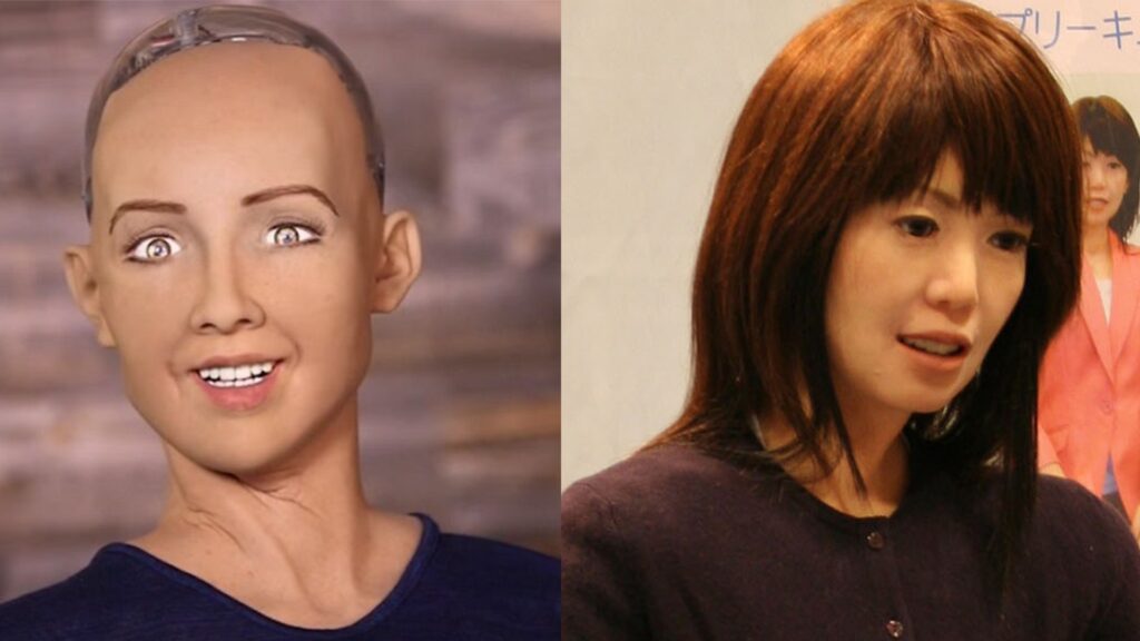 Sophia et Repliee Q2, deux robots humanoïdes. Sophia et Repliee Q2, deux robots humanoïdes.