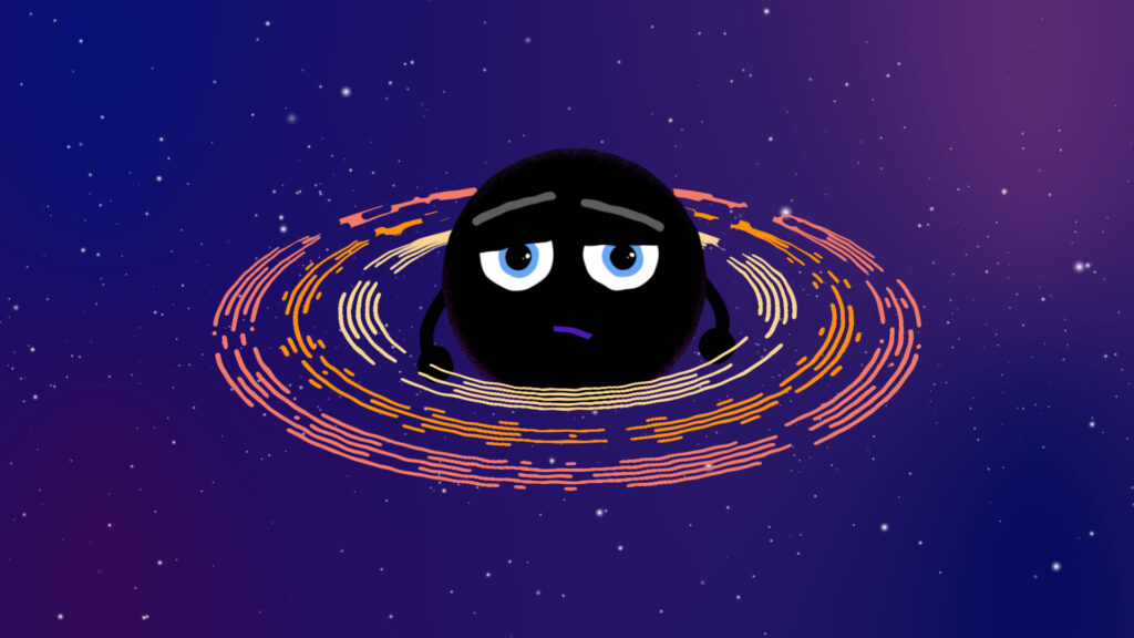 Un trou noir perplexe. // Source : Nasa ; Nino Barbey pour Numerama (montage) Un trou noir perplexe. // Source : Nasa ; Nino Barbey pour Numerama (montage)