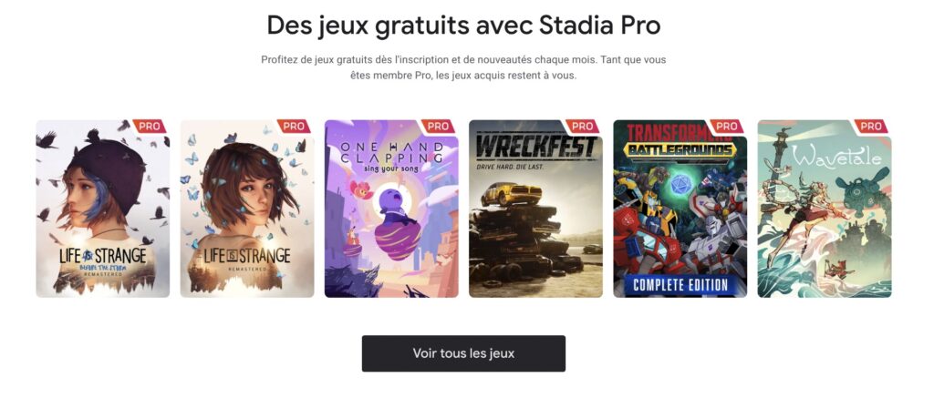 Jeux Stadia Pro Jeux Stadia Pro