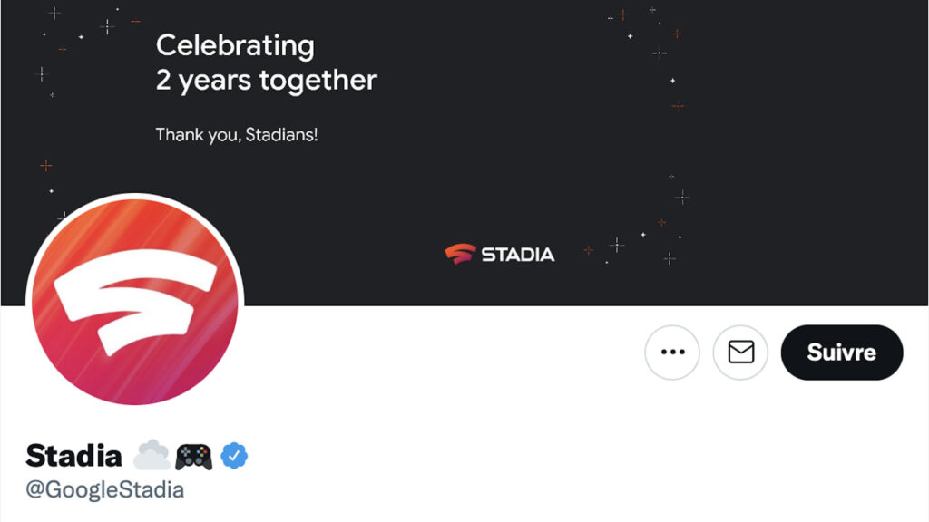 Bannière Google Stadia sur Twitter // Source : Twitter