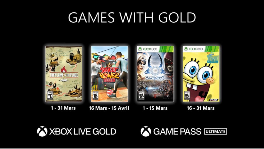 Les jeux offerts aux abonnés Xbox en mars // Source : Microsoft