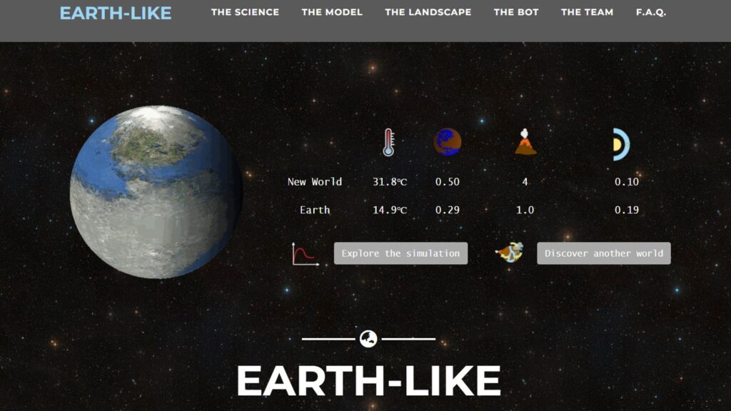 Exemple d'exoplanète générée. // Source : Eartlike.world Exemple d'exoplanète générée. // Source : Eartlike.world