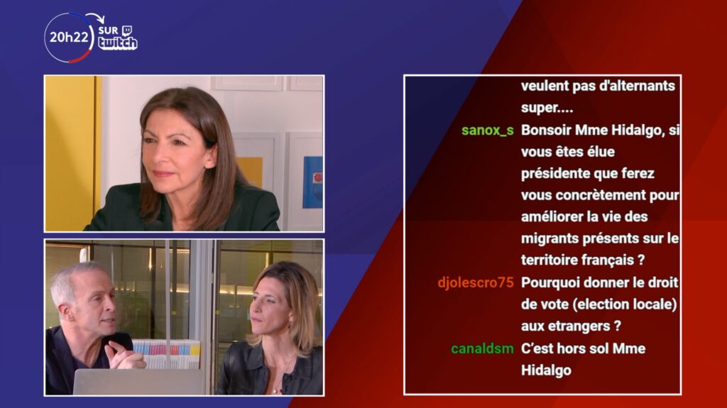 Anne Hidalgo sur Twitch avec FranceTV // Source : FranceTV / Twitch Anne Hidalgo sur Twitch avec FranceTV // Source : FranceTV / Twitch