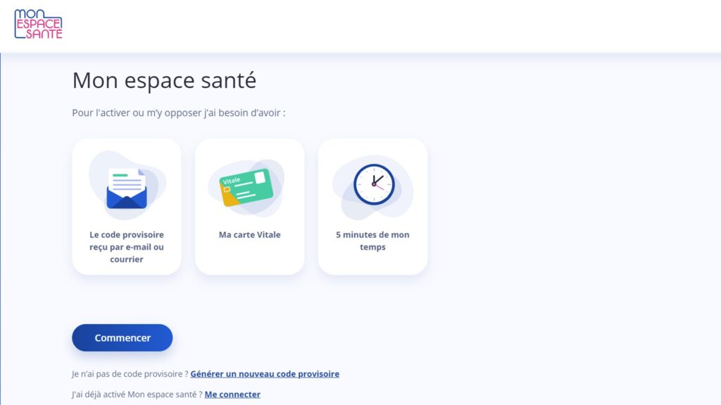 Première étape d'inscription : le code provisoire et les informations de carte vitale. // Source : Capture d'écran 